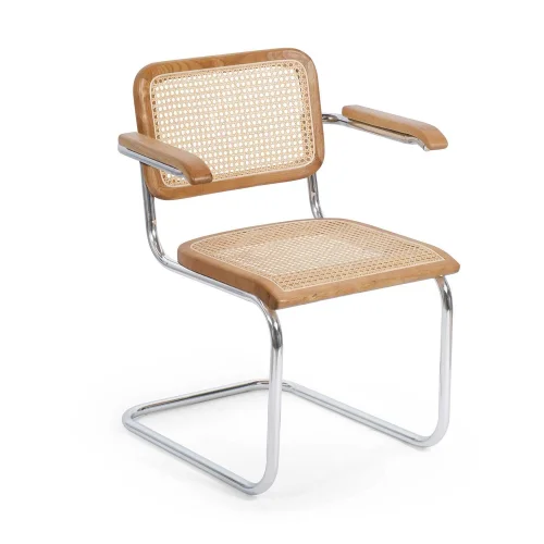 SEDIA WEBSTER CON BRACCIOLI IN RATTAN NATURALE