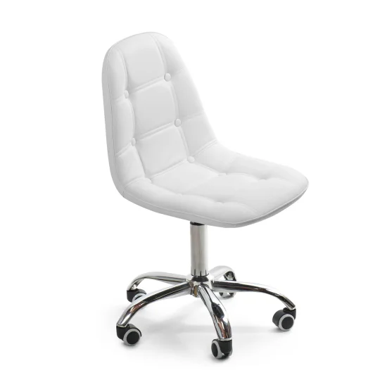 SEDIA DA UFFICIO GREG CON RUOTE CAPITONE BIANCHE