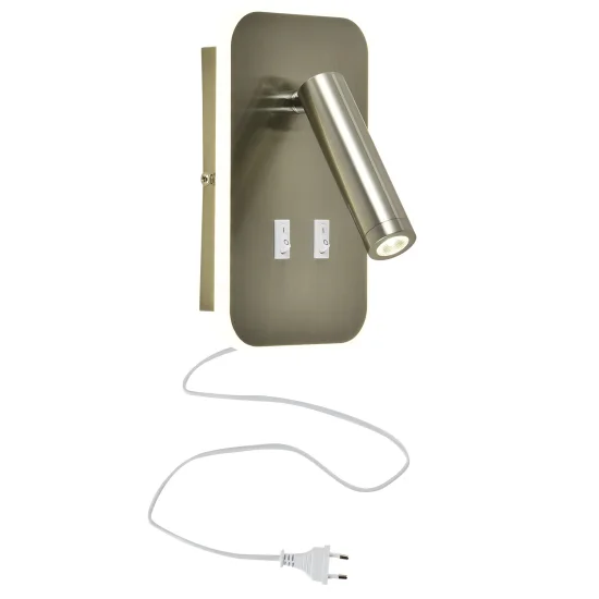 LAMPADA DA PARETE LED 10W +1W 4000K NICHEL QUADRATO HERMINE 2