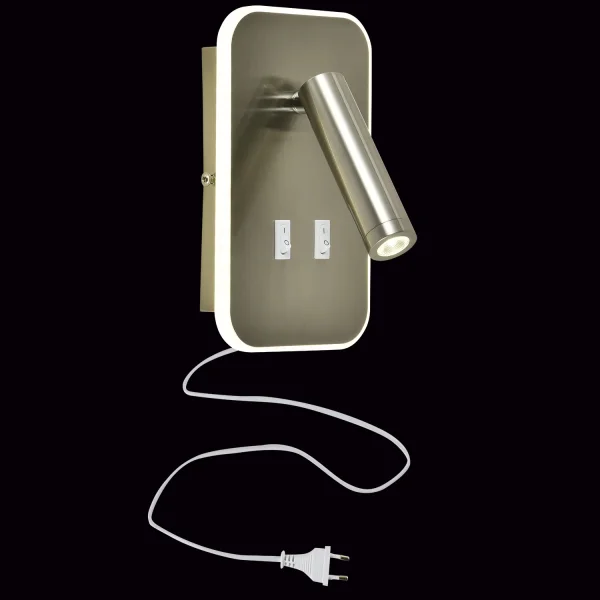 LAMPADA DA PARETE LED 10W +1W 4000K NICHEL QUADRATO HERMINE LAMPADA DA PARETE LED 10W +1W 4000K NICHEL QUADRATO HERMINE