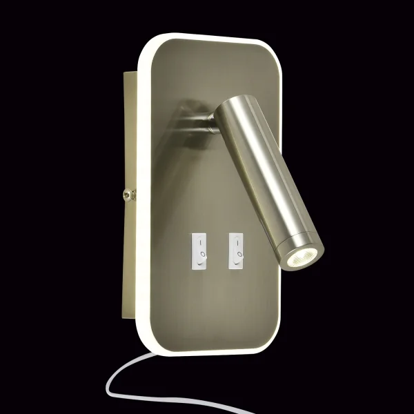 LAMPADA DA PARETE LED 10W +1W 4000K NICHEL QUADRATO HERMINE