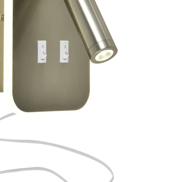 LAMPADA DA PARETE LED 10W +1W 4000K NICHEL QUADRATO HERMINE