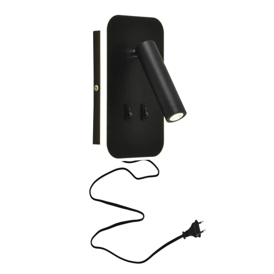 LAMPADA DA PARETE LED 10W +1W 4000K NERO QUADRATO HERMINE 2