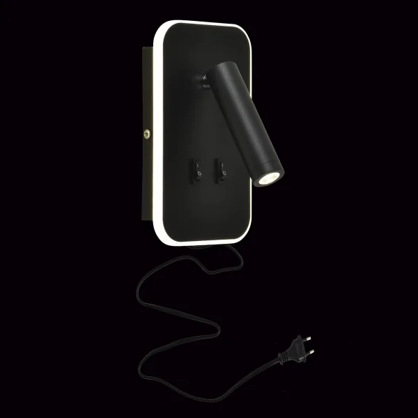 LAMPADA DA PARETE LED 10W +1W 4000K NERO QUADRATO HERMINE