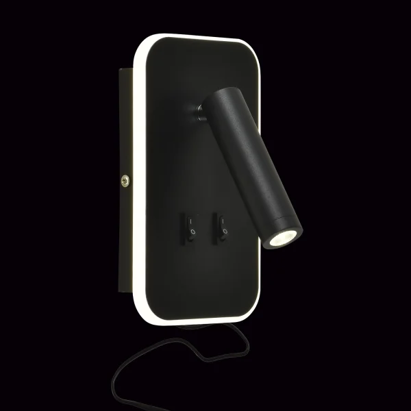 LAMPADA DA PARETE LED 10W +1W 4000K NERO QUADRATO HERMINE