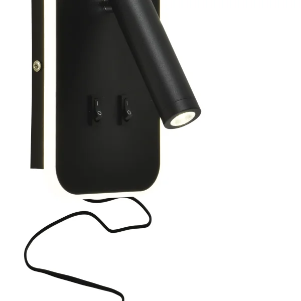 LAMPADA DA PARETE LED 10W +1W 4000K NERO QUADRATO HERMINE