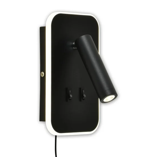 LAMPADA DA PARETE LED 10W +1W 4000K NERO QUADRATO HERMINE