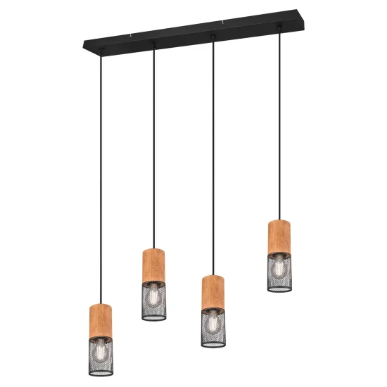 LÁMPARA 4 LUCES METAL NEGRO E27 MILLER 2