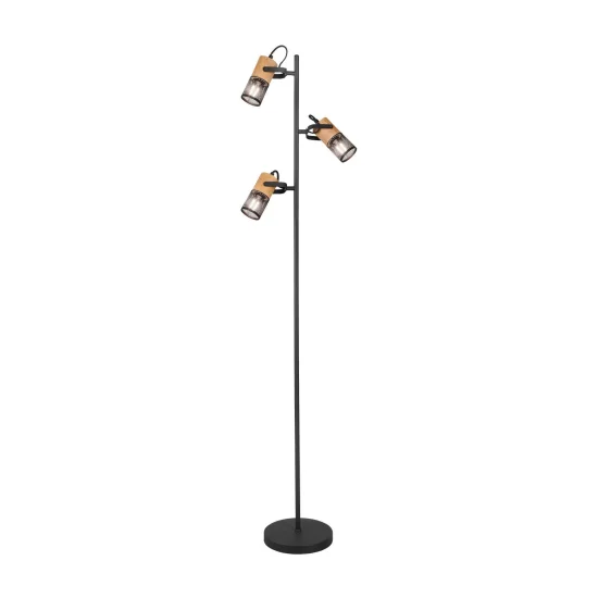 LÁMPARA DE PIE 3 LUCES METAL NEGRO E14 MILLER 2