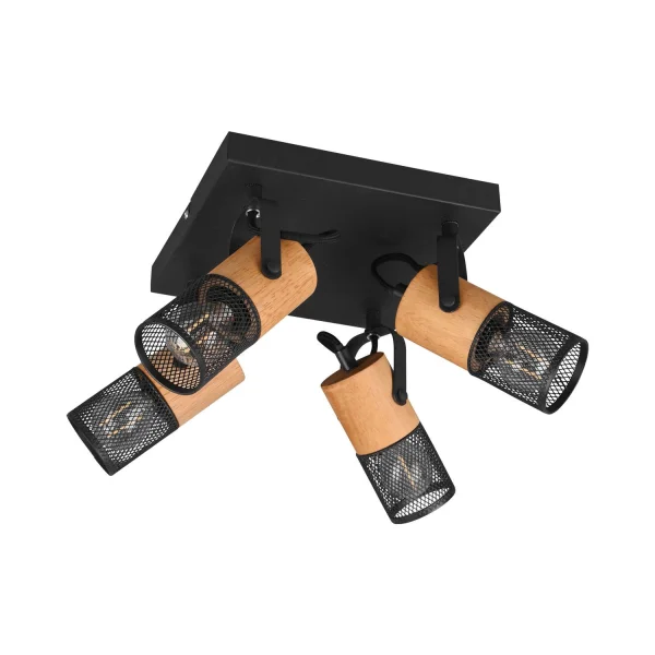 PLAFÓN 4 LUCES METAL NEGRO E14 MILLER