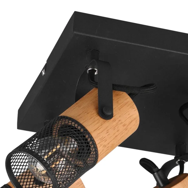 PLAFÓN 4 LUCES METAL NEGRO E14 MILLER