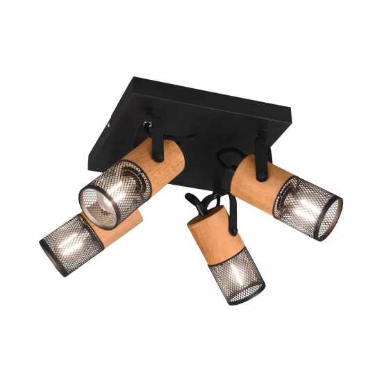 PLAFÓN 4 LUCES METAL NEGRO E14 MILLER