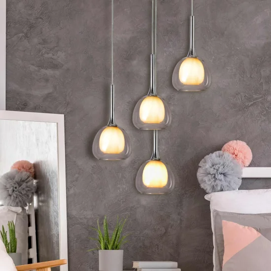 LAMPADA DA SOFFITTO 1 LUCE VETRO TRASPARENTE ESTERNO INTERNO BIANCO Ø16,5 NOLINA 2