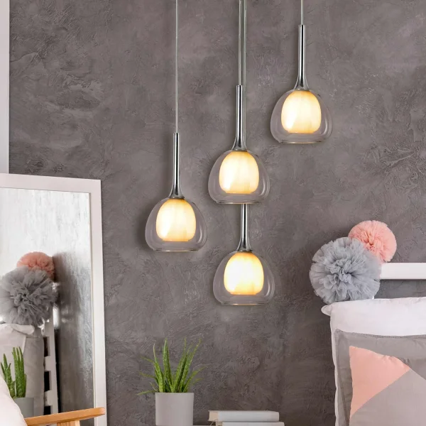 LAMPADA DA SOFFITTO 1 LUCE VETRO TRASPARENTE ESTERNO INTERNO BIANCO Ø16,5 NOLINA