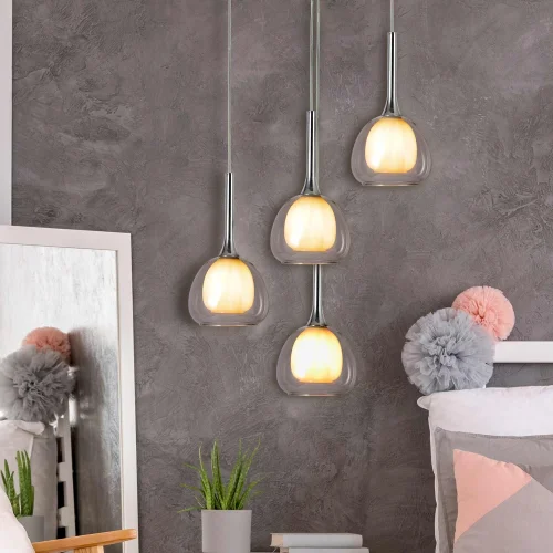 LAMPADA DA SOFFITTO 1 LUCE VETRO TRASPARENTE ESTERNO INTERNO BIANCO Ø16,5 NOLINA