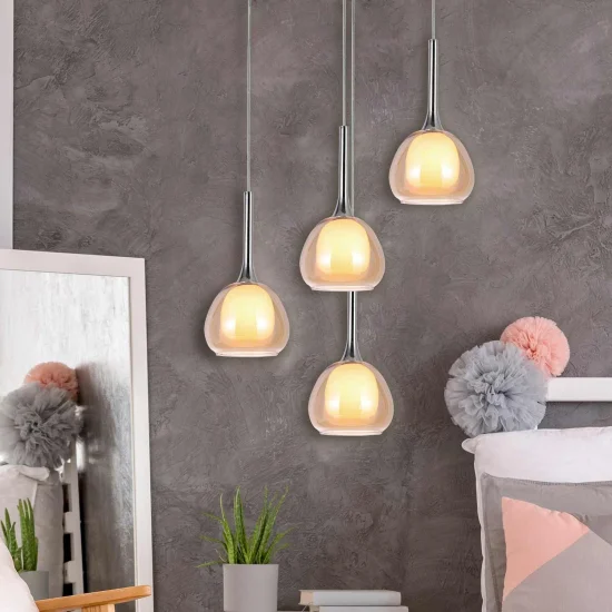 LAMPADA DA SOFFITTO 1 LUCE VETRO AMBRA ESTERNO INTERNO BIANCO Ø16,5 NOLINA 2