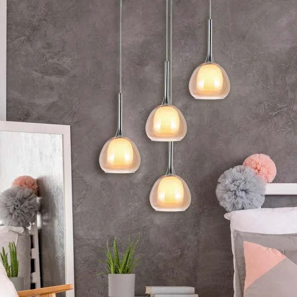 LAMPADA DA SOFFITTO 1 LUCE VETRO AMBRA ESTERNO INTERNO BIANCO Ø16,5 NOLINA