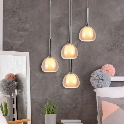 LAMPADA DA SOFFITTO 1 LUCE VETRO AMBRA ESTERNO INTERNO BIANCO Ø16,5 NOLINA