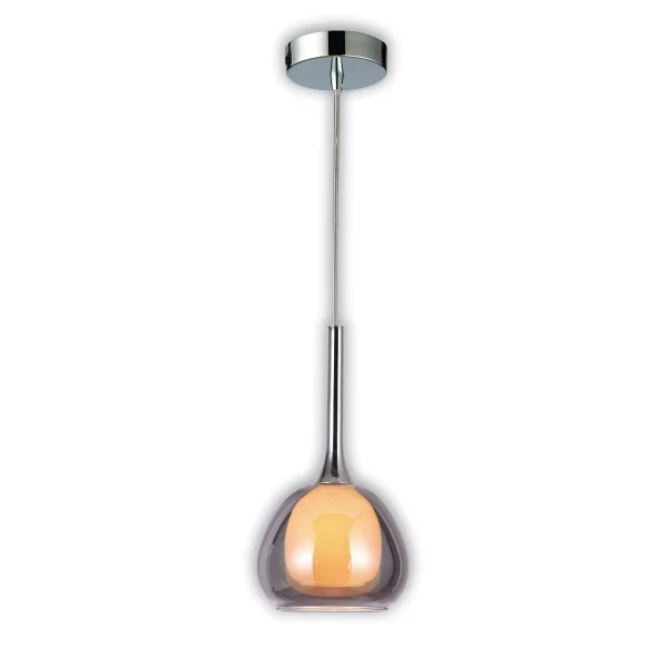 LAMPADA DA SOFFITTO 1 LUCE VETRO FUMÉ ESTERNO INTERNO BIANCO Ø16,5 NOLINA