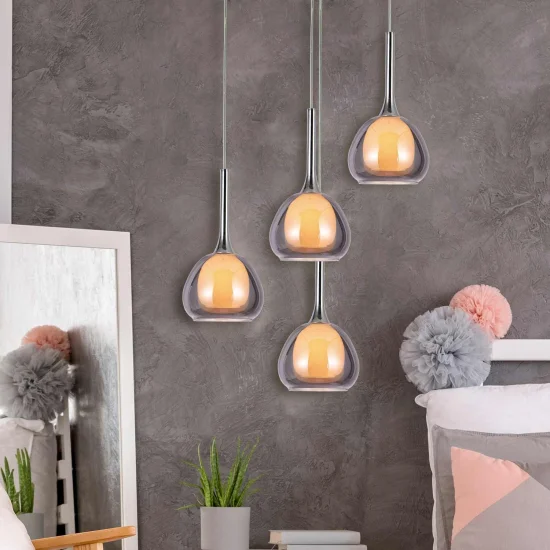 LAMPADA DA SOFFITTO 1 LUCE VETRO FUMÉ ESTERNO INTERNO BIANCO Ø16,5 NOLINA 2