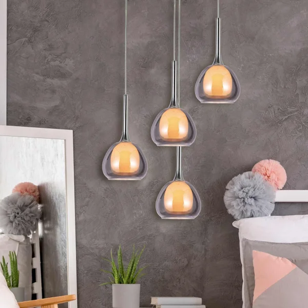 LAMPADA DA SOFFITTO 1 LUCE VETRO FUMÉ ESTERNO INTERNO BIANCO Ø16,5 NOLINA