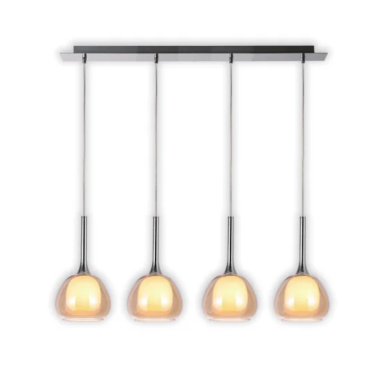 LAMPADA DA SOFFITTO 4 LUCI VETRO AMBRA ESTERNO INTERNO BIANCO NOLINA 2