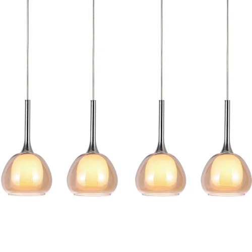 LAMPADA DA SOFFITTO 4 LUCI VETRO AMBRA ESTERNO INTERNO BIANCO NOLINA