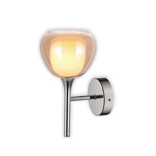 LAMPADA DA PARETE 1 LUCE VETRO ESTERNO AMBRA INTERNO BIANCO NOLINA