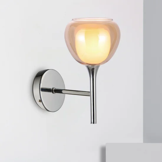 LAMPADA DA PARETE 1 LUCE VETRO ESTERNO AMBRA INTERNO BIANCO NOLINA