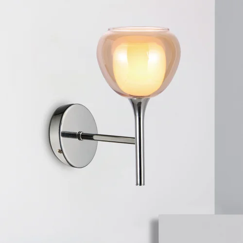 LAMPADA DA PARETE 1 LUCE VETRO ESTERNO AMBRA INTERNO BIANCO NOLINA
