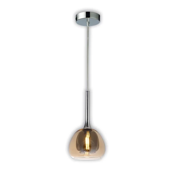 LAMPADA DA SOFFITTO 1 LUCE VETRO ESTERNO AMBRATO INTERNO FUMÉ Ø16,5 NOLINA