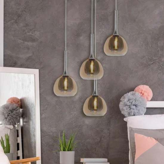 LAMPADA DA SOFFITTO 1 LUCE VETRO ESTERNO AMBRATO INTERNO FUMÉ Ø16,5 NOLINA 2