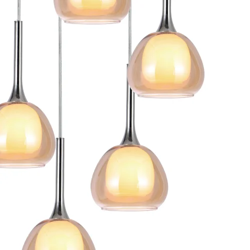 LAMPADA DA SOFFITTO 5 LUCI CRISTALLO ESTERNO AMBRA INTERNO BIANCO Ø45 NOLINA