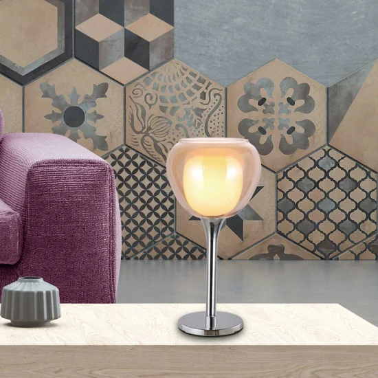 LAMPADA DA TAVOLO 1 LUCE CRISTALLO ESTERNO AMBRA INTERNO BIANCO Ø16,5 NOLINA