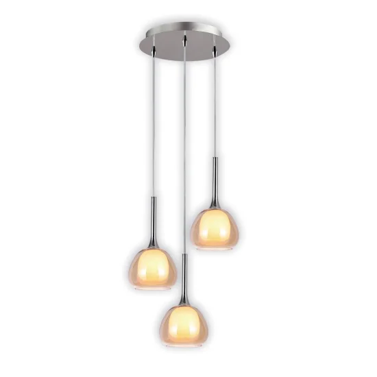 LAMPADA DA SOFFITTO 3 LUCI CRISTALLO ESTERNO AMBRA VETRO INTERNO BIANCO Ø38 NOLINA 2