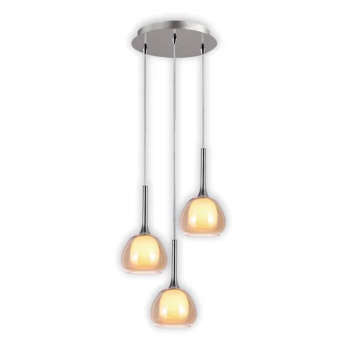 LAMPADA DA SOFFITTO 3 LUCI CRISTALLO ESTERNO AMBRA VETRO INTERNO BIANCO Ø38 NOLINA