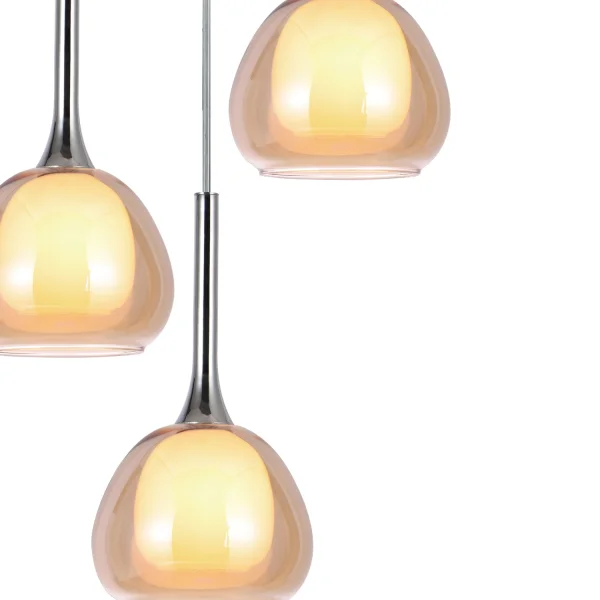 LAMPADA DA SOFFITTO 3 LUCI CRISTALLO ESTERNO AMBRA VETRO INTERNO BIANCO Ø38 NOLINA