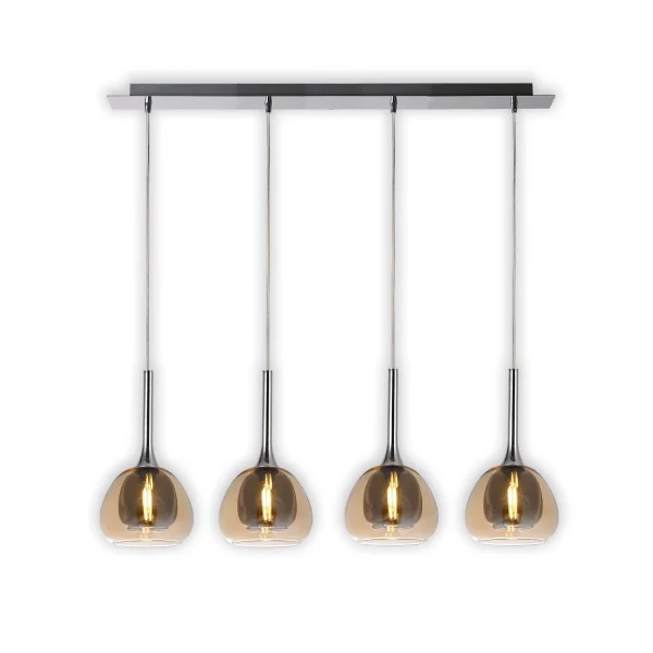 LAMPADA 4 LUCI VETRO CRISTALLO ESTERNO AMBRA INTERNO FUMÉ NOLINA