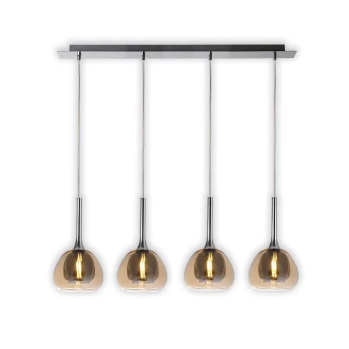 LAMPADA 4 LUCI VETRO CRISTALLO ESTERNO AMBRA INTERNO FUMÉ NOLINA