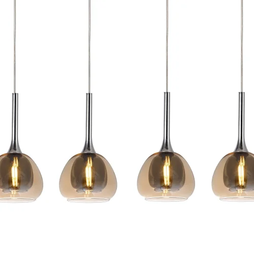 LAMPADA 4 LUCI VETRO CRISTALLO ESTERNO AMBRA INTERNO FUMÉ NOLINA