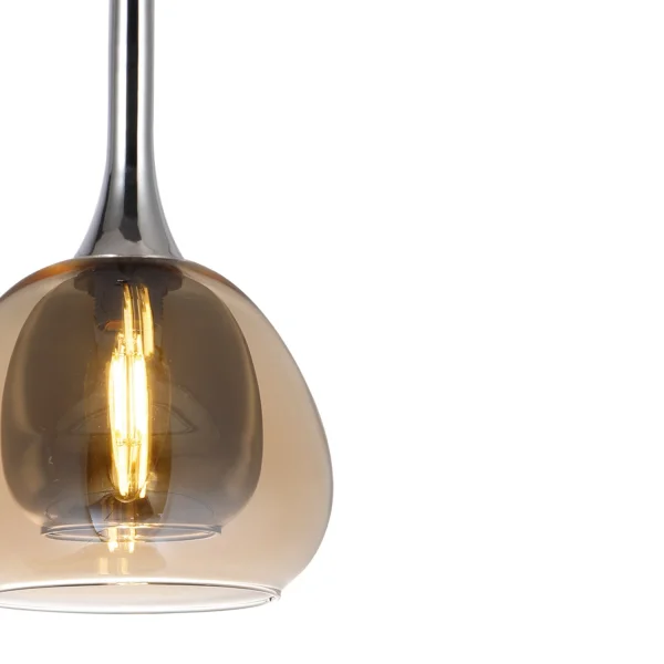 LAMPADA 4 LUCI VETRO CRISTALLO ESTERNO AMBRA INTERNO FUMÉ NOLINA