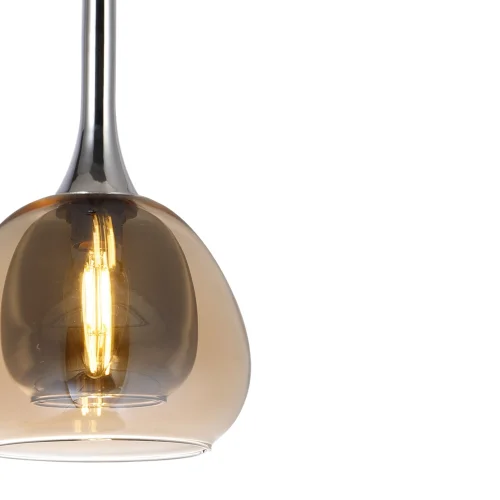 LAMPADA 4 LUCI VETRO CRISTALLO ESTERNO AMBRA INTERNO FUMÉ NOLINA