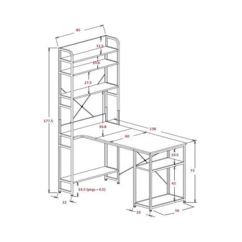 TAVOLO DA SCRIVANIA CON RIPIANI COLORE ROVERE SWINDON
