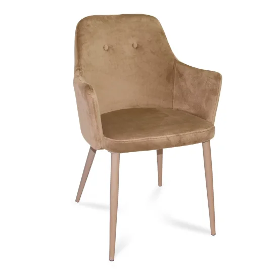 SILLÓN GUNNAR TERCIOPELO ARENA PATAS COLOR NATURAL