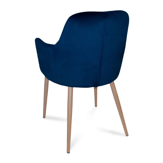 SILLÓN GUNNAR TERCIOPELO AZUL PATAS COLOR NATURAL 2