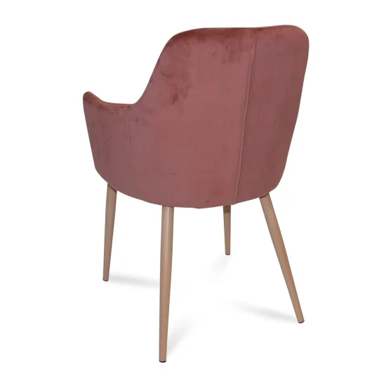 SILLÓN GUNNAR TERCIOPELO ROSA PATAS COLOR NATURAL 2
