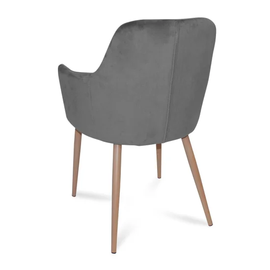 SILLÓN GUNNAR TERCIOPELO GRIS PATAS COLOR NATURAL 2