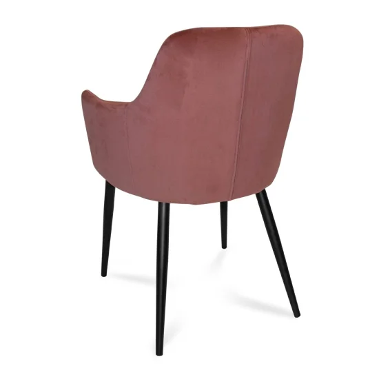 SILLÓN GUNNAR TERCIOPELO ROSA PATAS COLOR NEGRO 2