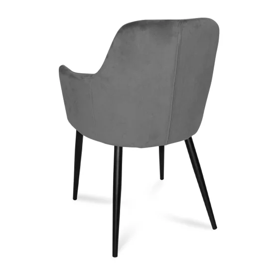 SILLÓN GUNNAR TERCIOPELO GRIS PATAS COLOR NEGRO 2