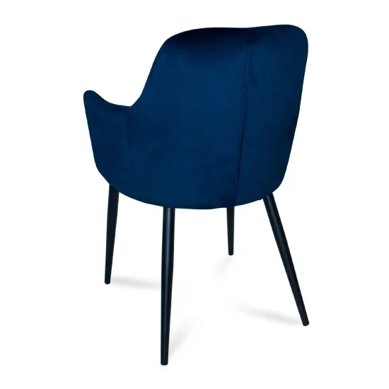 SILLÓN GUNNAR TERCIOPELO AZUL PATAS COLOR NEGRO 2